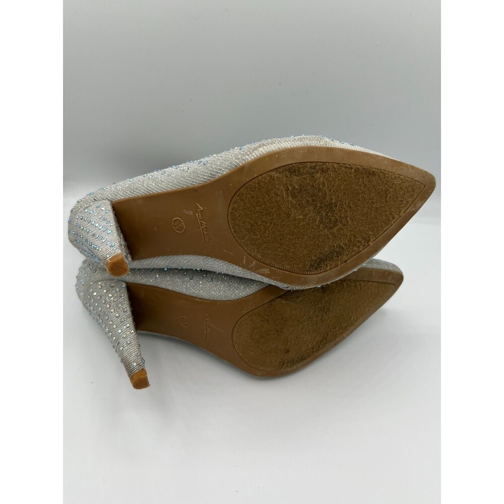 Anne Michelle Sparkly Rhinestone Pointed Toe Booties Silver Size 9 - Picture 7 of 12